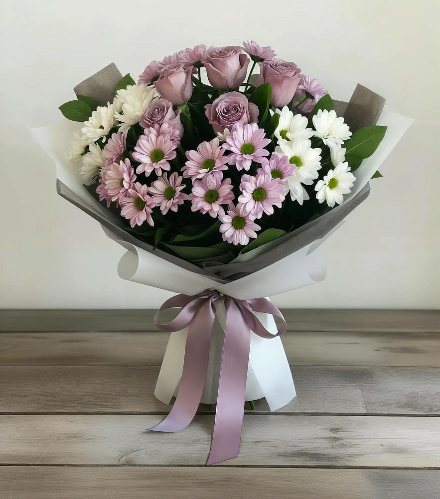 Букет цветов из: Хризантемы и Розы в Алагире