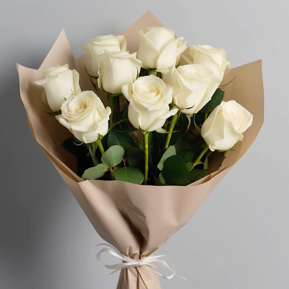 Букет 9 Белых роз Эдлесс Лав в Алагире