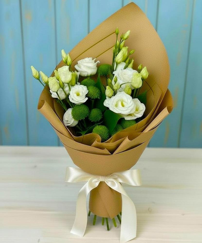 Букет цветов из: Хризантемы и Лизиантусы в Алагире