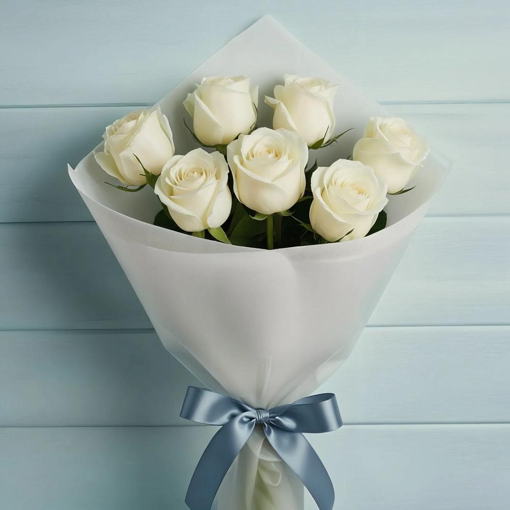 Букет 7 Белых роз Эдлесс Лав в Алагире